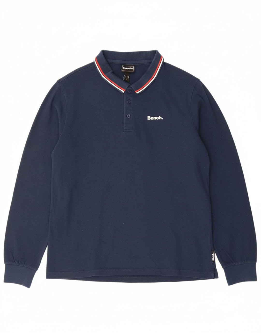 BENCH Mens Long Sleeve Polo Shirt Large Navy Blue Cotton