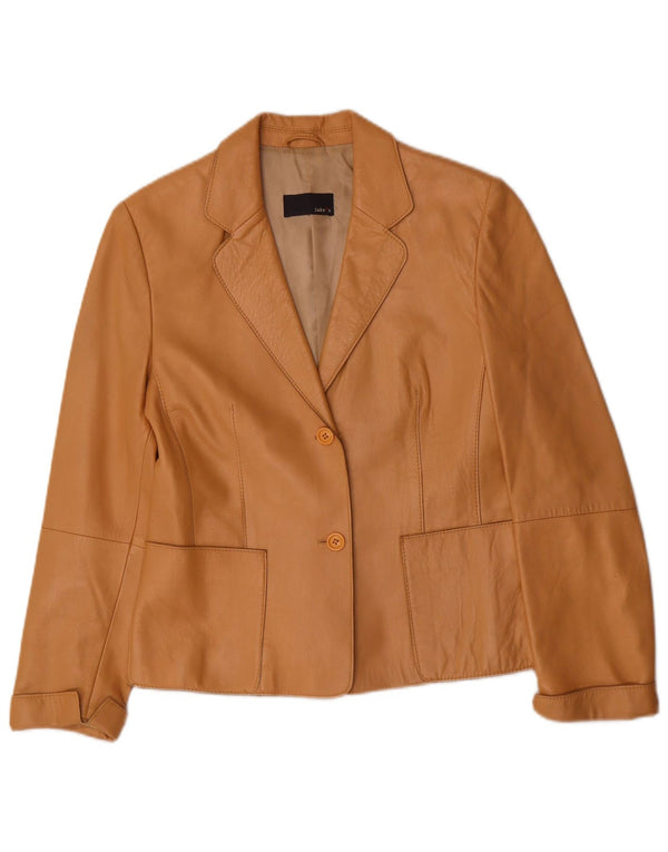 Jake's ženska kožna jakna s 2 gumba UK 10 Mala bež kožna