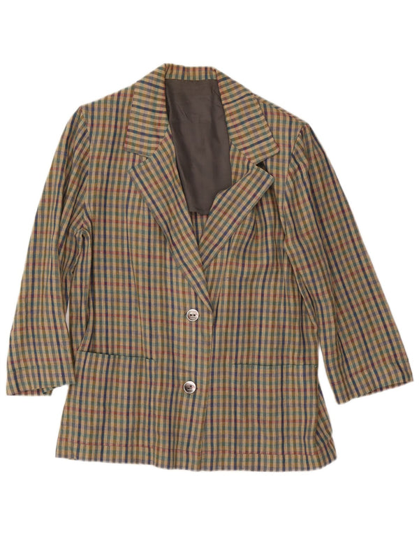 Vintage ženski sako sa 2 gumba UK 18 XL višebojni gingham