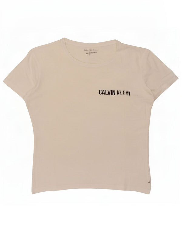 Calvin Klein Jeans Ženska majica kratkih rukava s grafičkim motivima UK 18 XL Bijela
