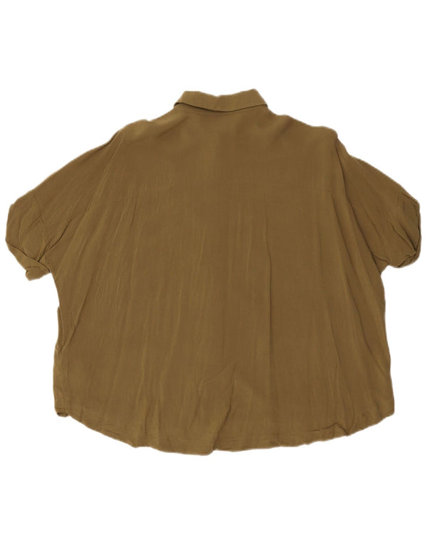 Topshop ženska prevelika košulja bluza kratkih rukava UK 6 XS kaki viskoza