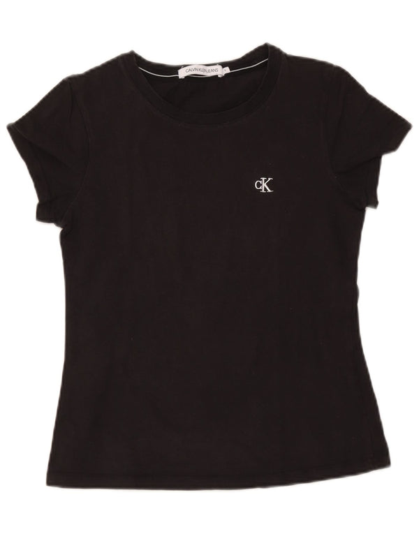 Calvin Klein Jeans Ženska majica kratkih rukava UK 10 Mali crni pamuk