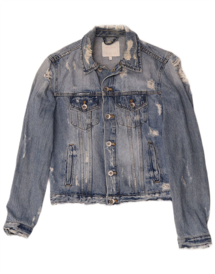 Zara ženska jakna od trapera s oštećenim izgledom UK 10 Small Blue