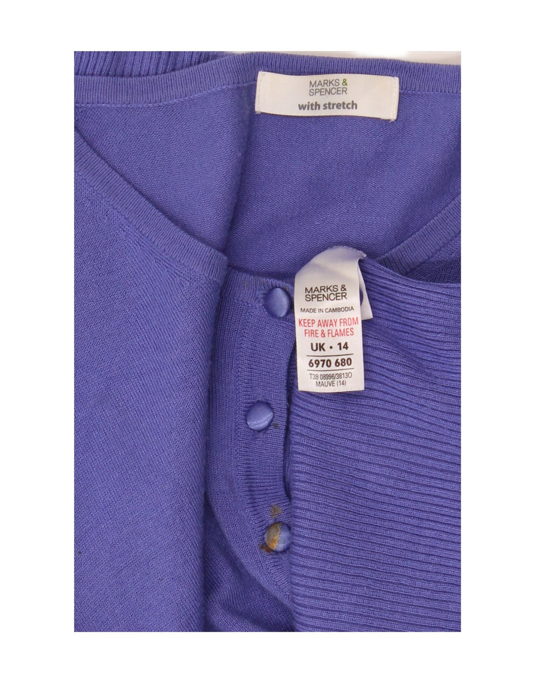 Marks & Spencer ženski kratki kardigan pulover UK 14 srednje ljubičasta viskoza