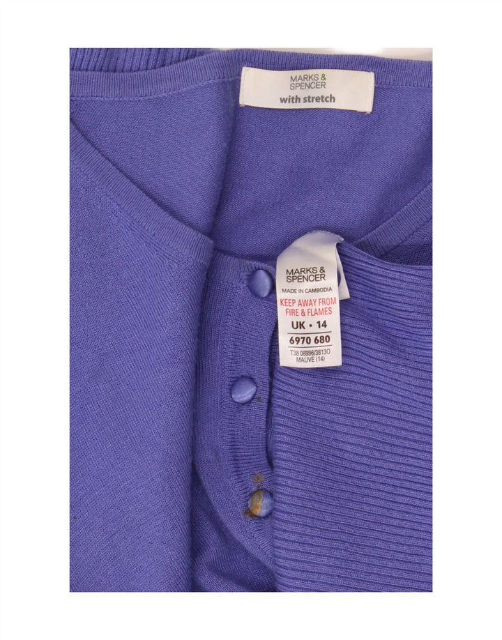 Marks & Spencer ženski kratki kardigan pulover UK 14 srednje ljubičasta viskoza