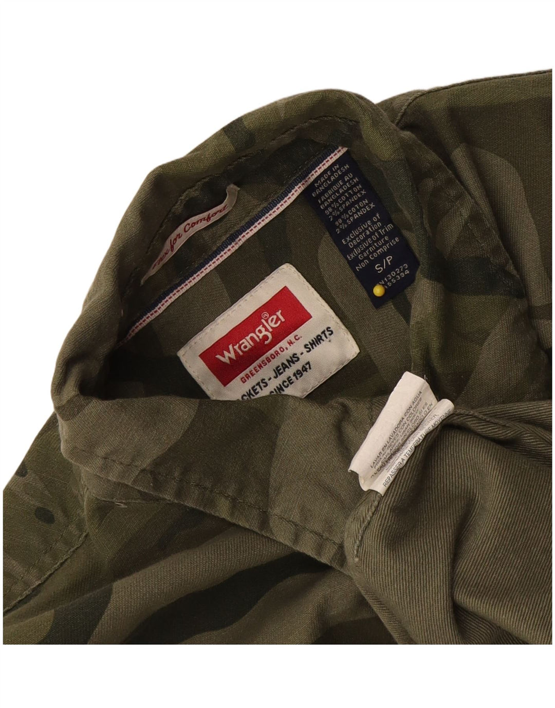 Wrangler muška košulja mala kaki kamuflažna pamuk