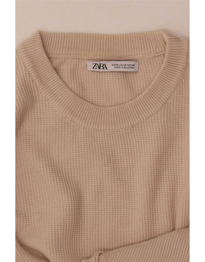 Zara muški džemper s okruglim izrezom srednje bež boje