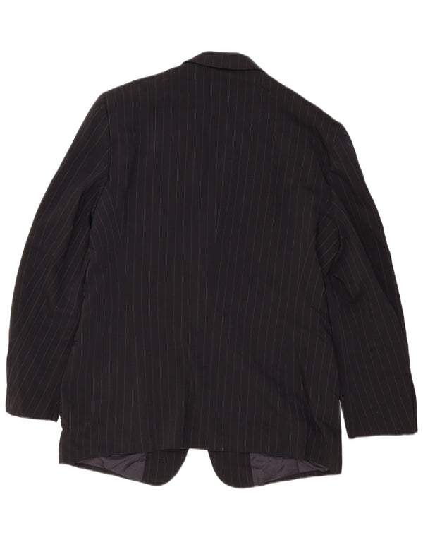 Emporio Armani Mens 2 Button Blazer Jacket IT 54 XL Navy Blue Pinstripe