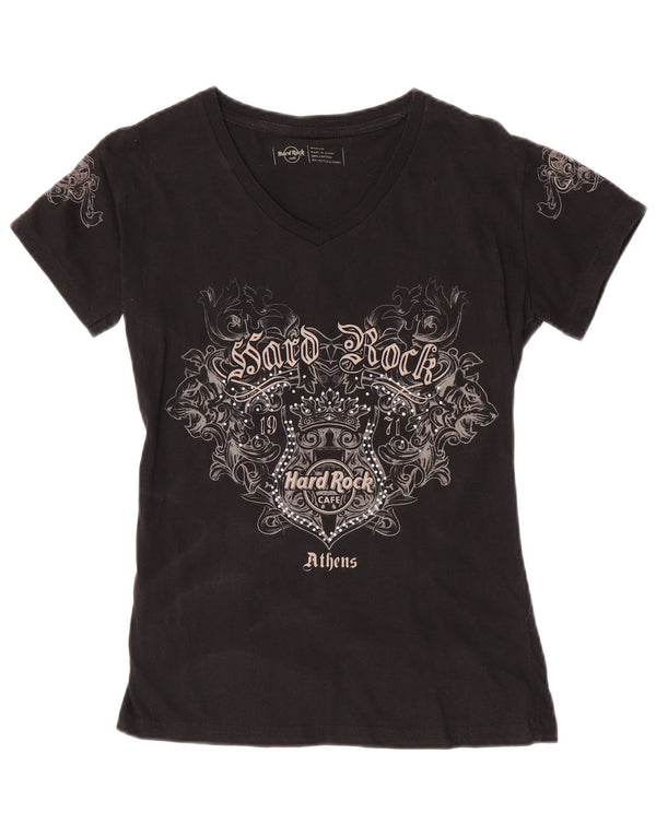 Ženska majica kratkih rukava Hard Rock Cafe s grafičkim motivima UK 12 srednje crna paisley