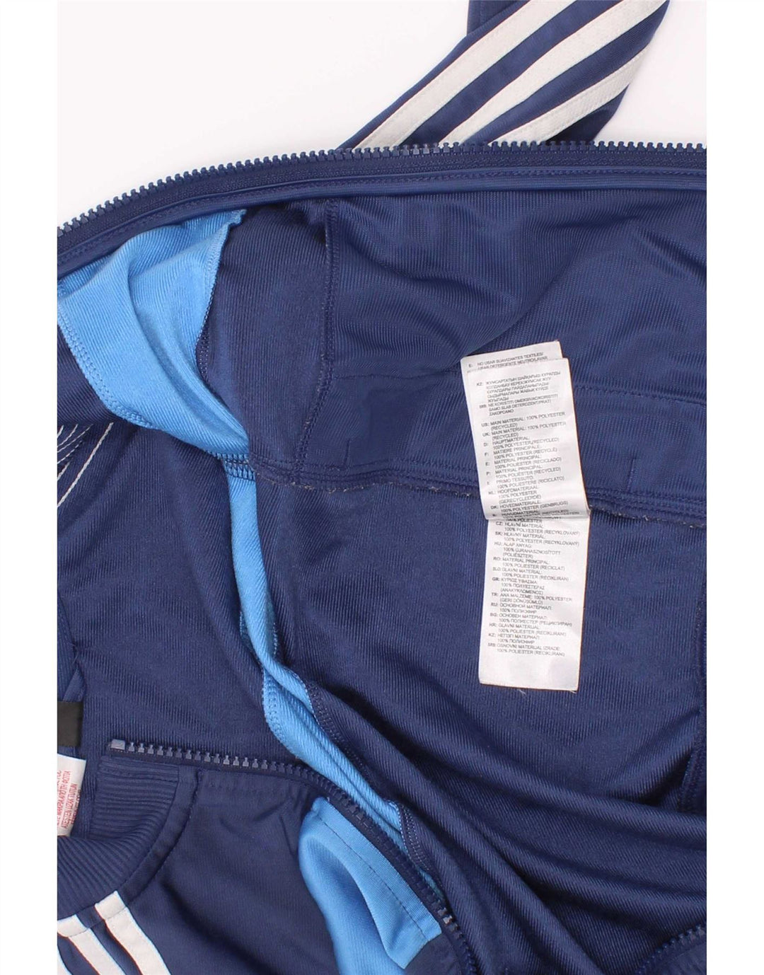 Gornja jakna od trenirke Adidas za dječake 5-6 godina, tamnoplava poliesterska boja