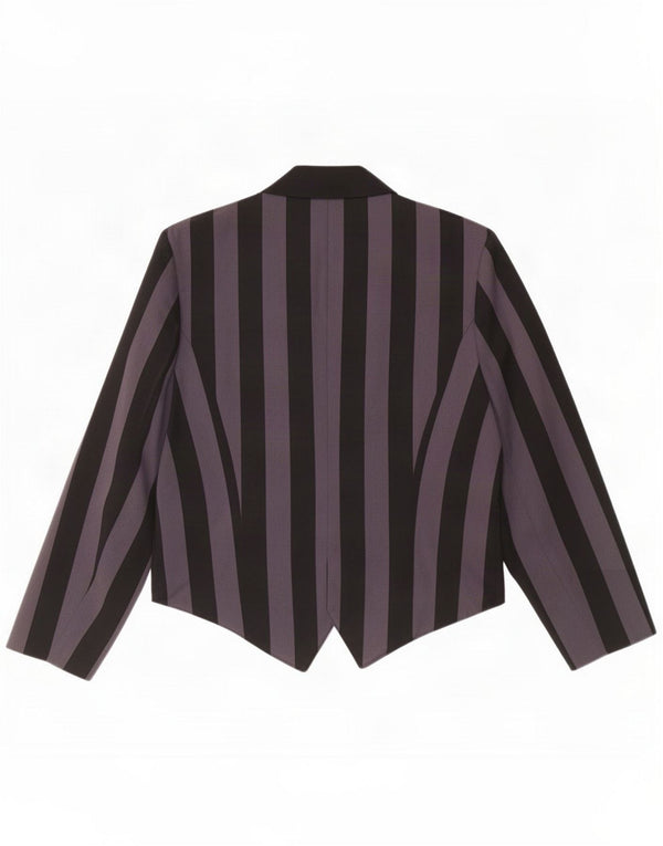 Vintage Womens Double Breasted Blazer Jacket UK 14 Large Black Striped