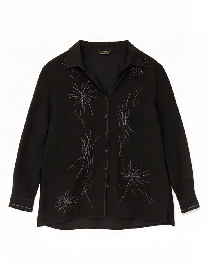 Marks & Spencer Ženska St. Michael Graphic Bluza košulja UK 14 Velika crna