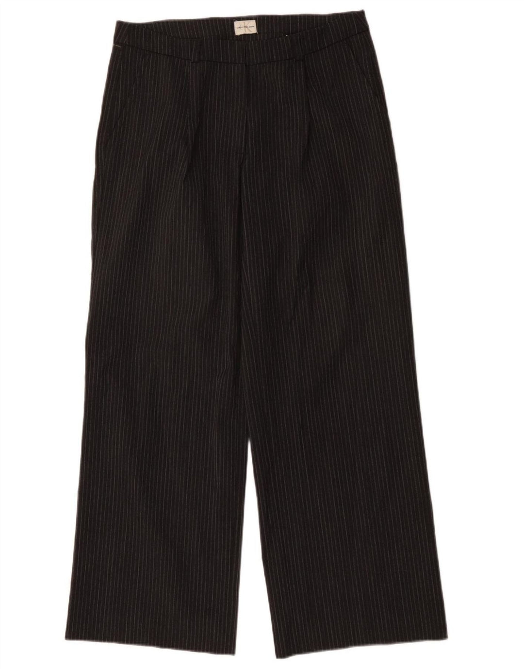 CALVIN KLEIN Ženske ravne chino hlače W30 L31 sivi prugasti poliester