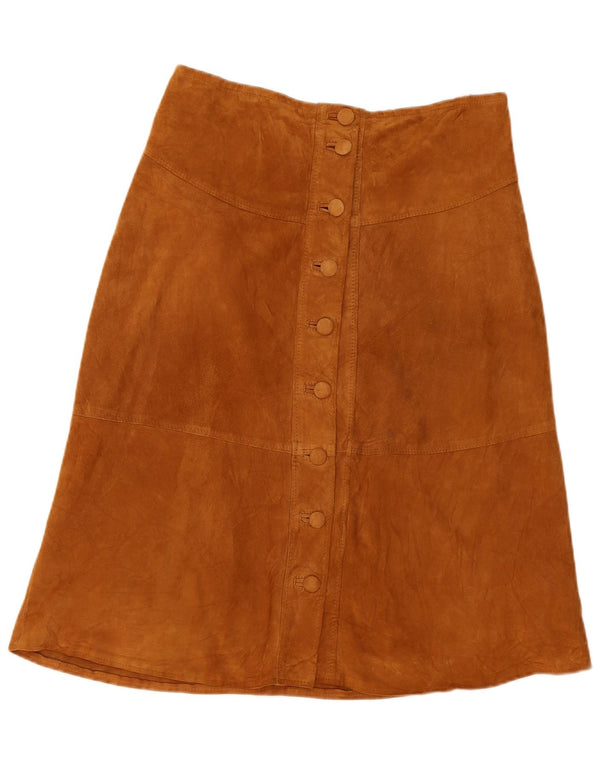 Vintage ženska suknja A-kroja od brušene kože W36 XL bež