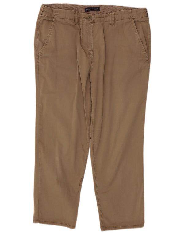 Marks & Spencer Womens Straight Chino Trousers UK 12 Medium W32 L23 Brown