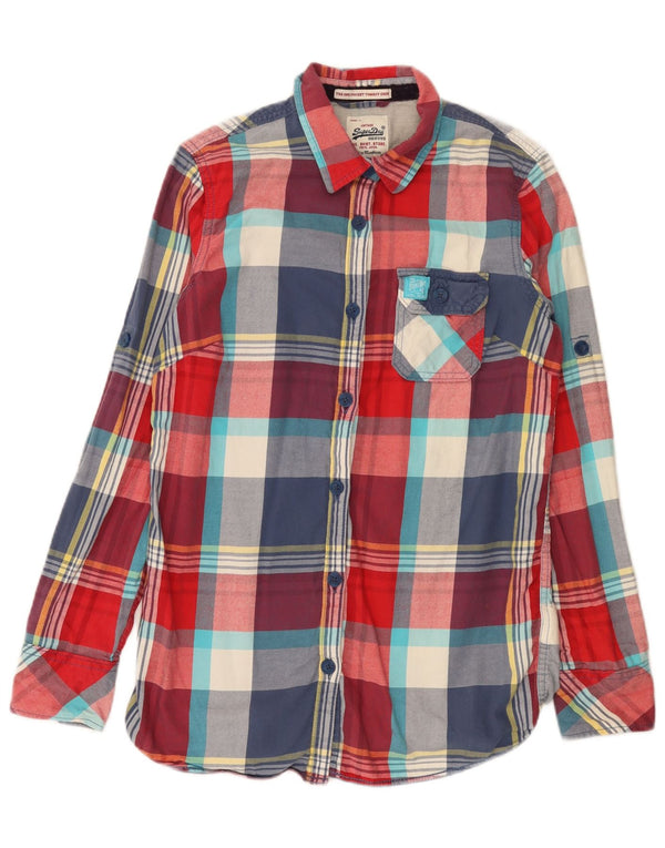 Superdry ženska flanelska košulja UK 14 srednje raznobojni karirani pamuk
