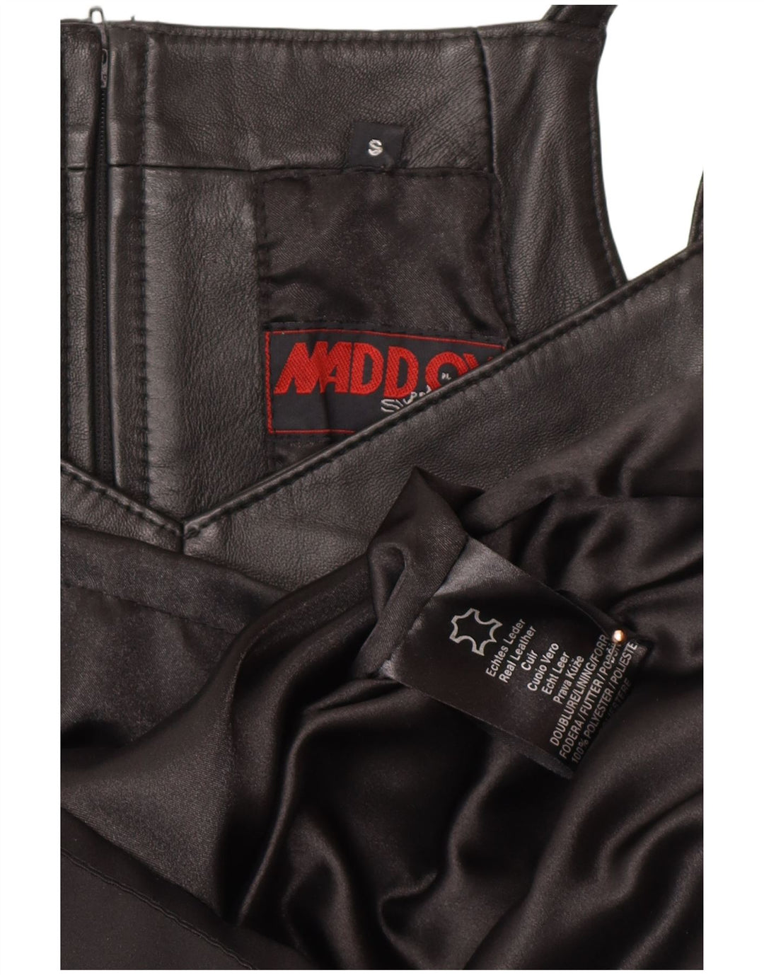 MADDOX ženska kožna plašt haljina bez rukava UK 10 Mala crna kožna