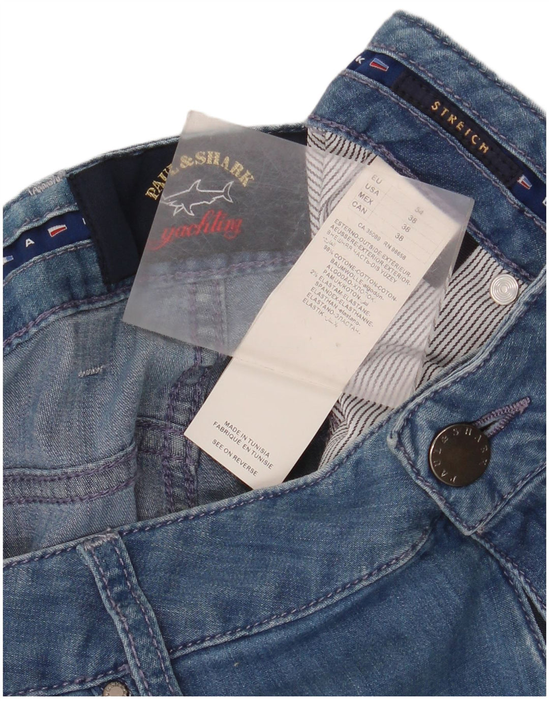 Paul & Shark muške rastezljive ravne traperice W38 L33 plavi pamuk