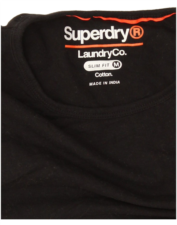 Superdry muška uska majica kratkih rukava Srednji crni pamuk