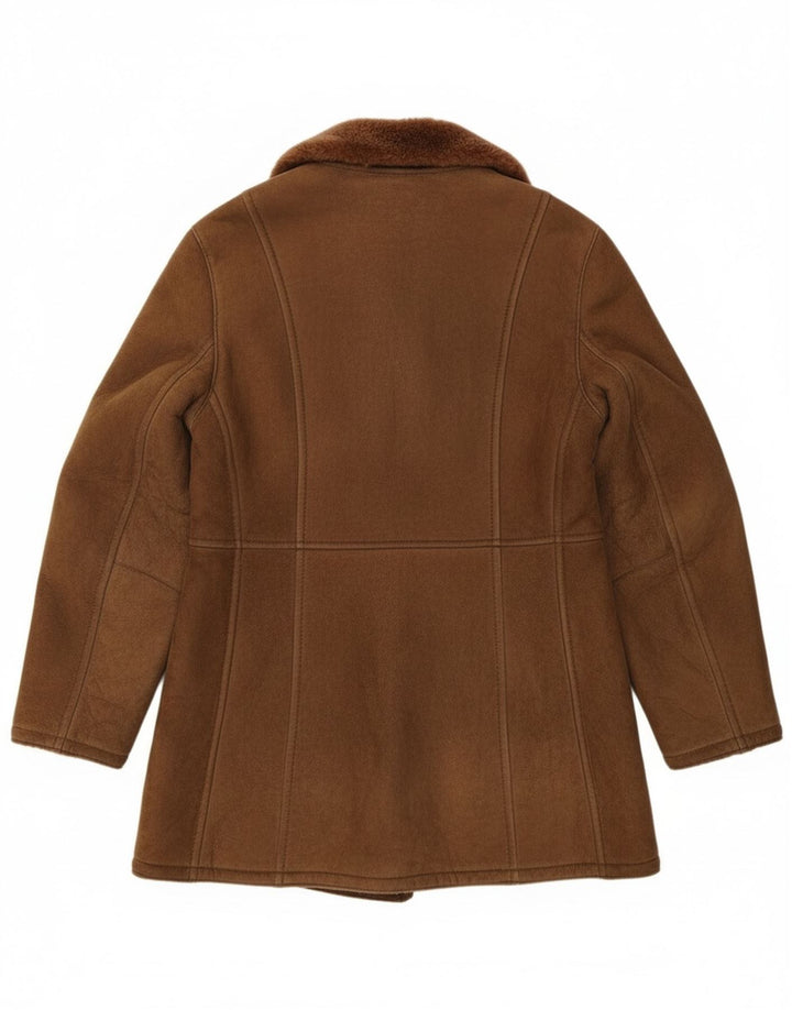 Vintage muška jakna od šiljatog šila s dvostrukim kopčanjem IT 54 2XL smeđa koža