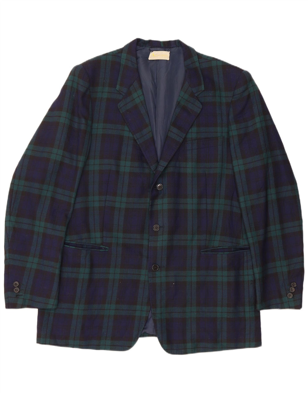 AQUASCUTUM Muška jakna sa 3 gumba UK 40 Veliki tamnoplavi karirani