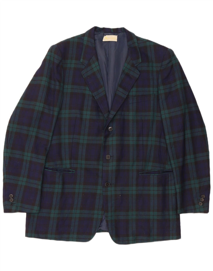 AQUASCUTUM Muška jakna sa 3 gumba UK 40 Veliki tamnoplavi karirani