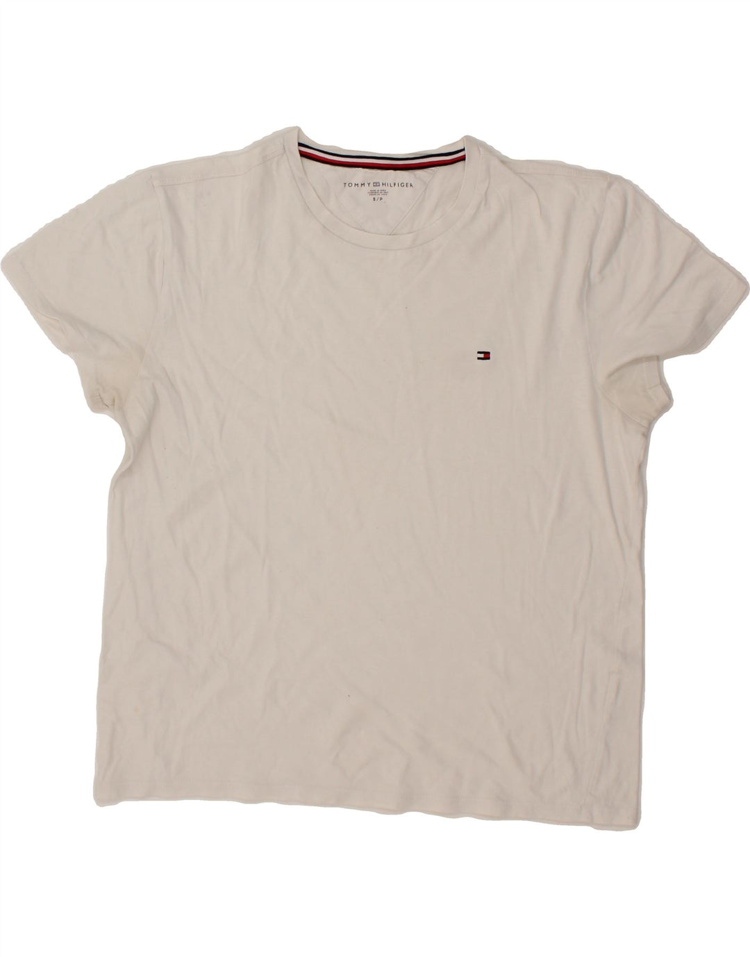 TOMMY HILFIGER Womens Oversized T-Shirt Top UK 10 Small White Vintage Tommy Hilfiger and Second-Hand Tommy Hilfiger from Messina Hembry 