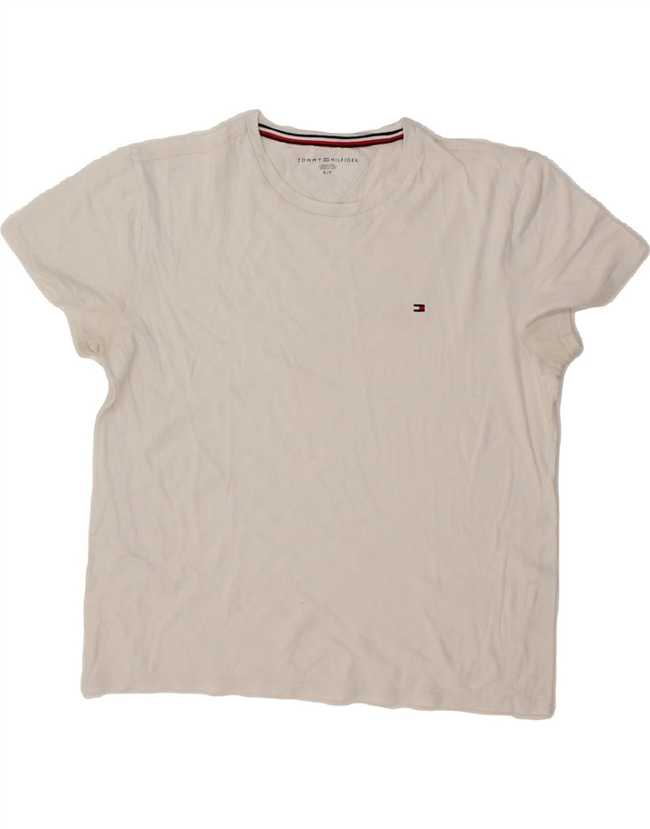 TOMMY HILFIGER Womens Oversized T-Shirt Top UK 10 Small White Vintage Tommy Hilfiger and Second-Hand Tommy Hilfiger from Messina Hembry 