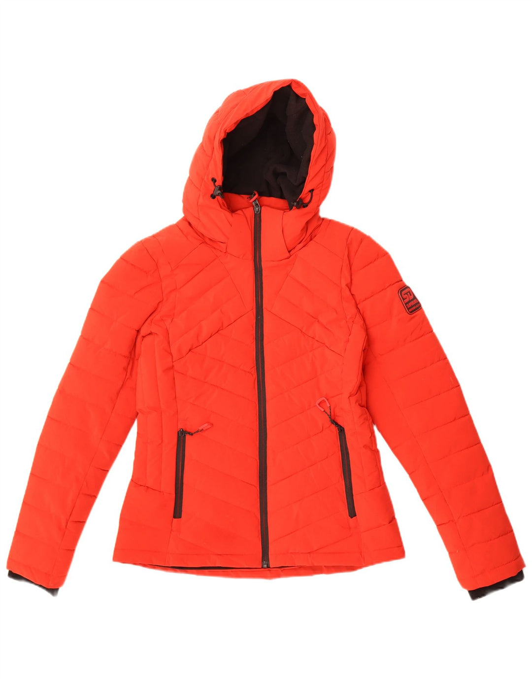 Superdry ženska podstavljena jakna s kapuljačom UK 8 mali crveni poliester