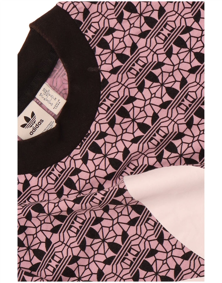 ADIDAS ženska prekomjerna majica kratkih rukava s grafičkim motivima UK 6 XS Ljubičasti pamuk