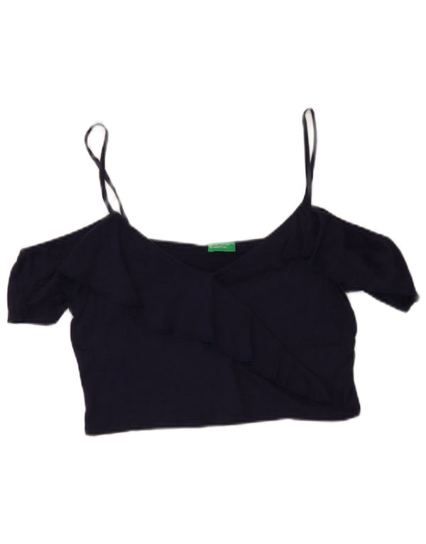 Benetton ženska majica s otvorenim ramenima UK 14 Large tamnoplavi liocel