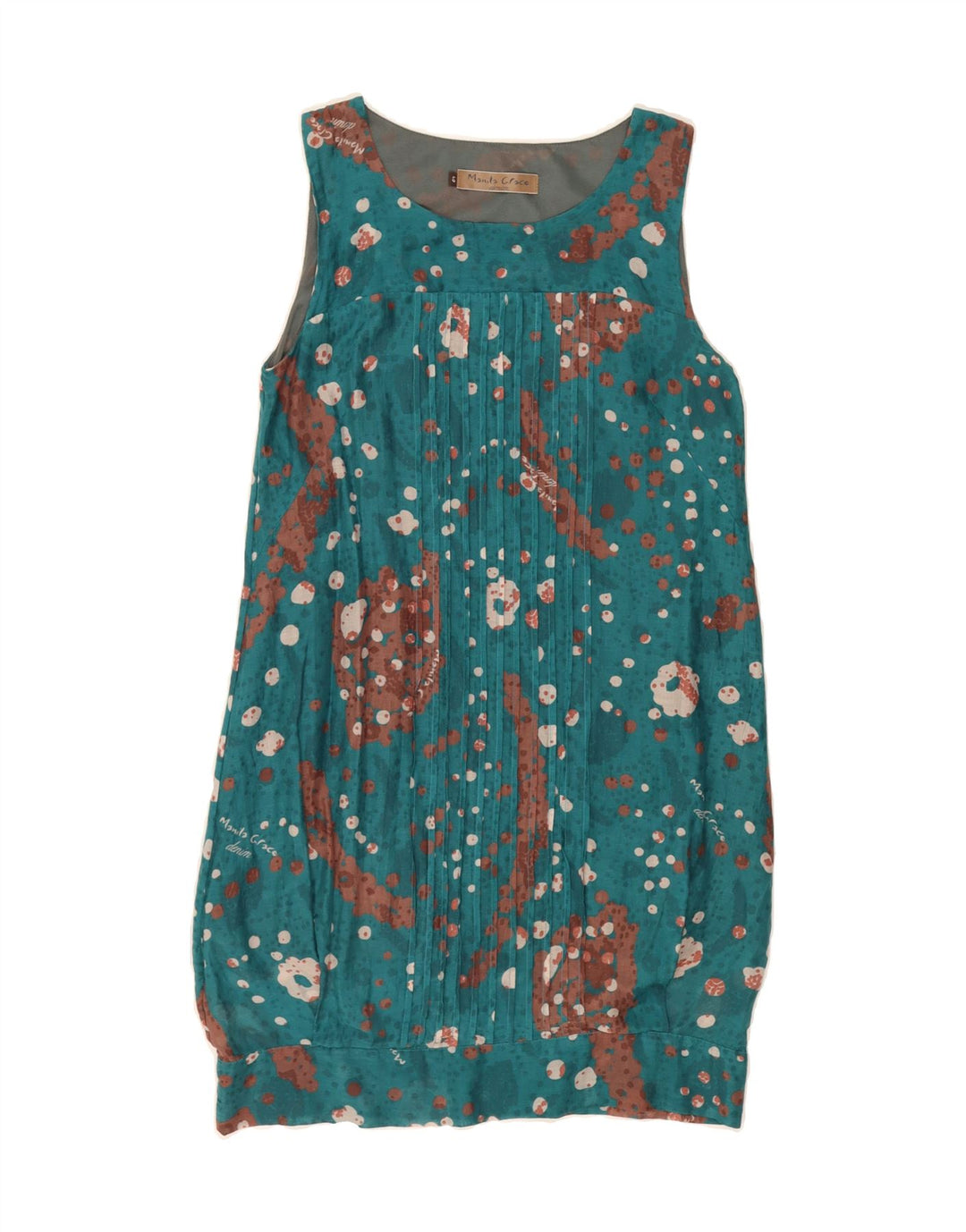 VINTAGE Womens Sleeveless Basic Dress IT 40 Small Blue Flecked Cotton Vintage Vintage and Second-Hand Vintage from Messina Hembry 