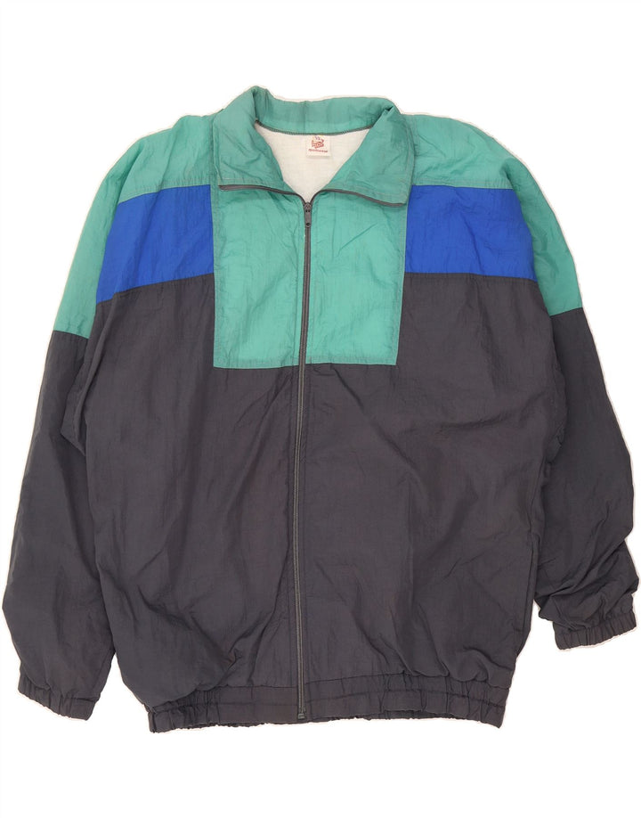 VINTAGE Mens Tracksuit Top Jacket IT 52 Large Grey Colourblock Cotton Vintage Vintage and Second-Hand Vintage from Messina Hembry 