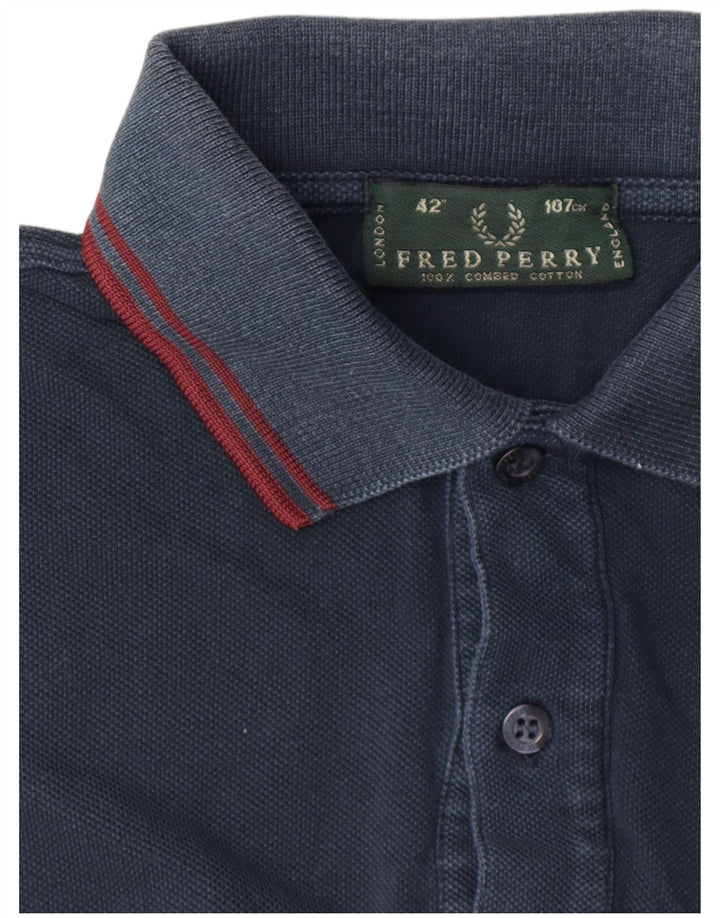 Fred Perry muška polo majica dugih rukava Srednje tamnoplavi pamuk
