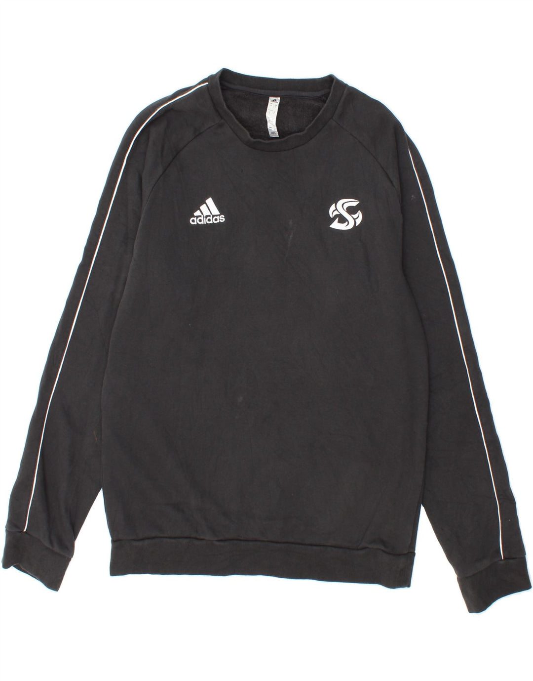 ADIDAS Mens Graphic Sweatshirt Jumper Medium Black Cotton Vintage Adidas and Second-Hand Adidas from Messina Hembry 