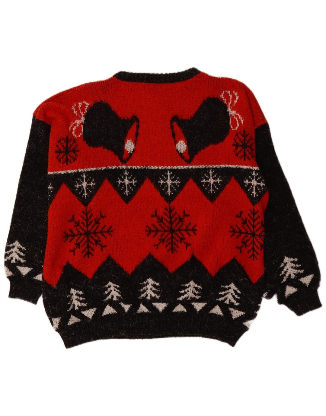 VINTAGE muški džemper s okruglim izrezom XL Red Fair Isle