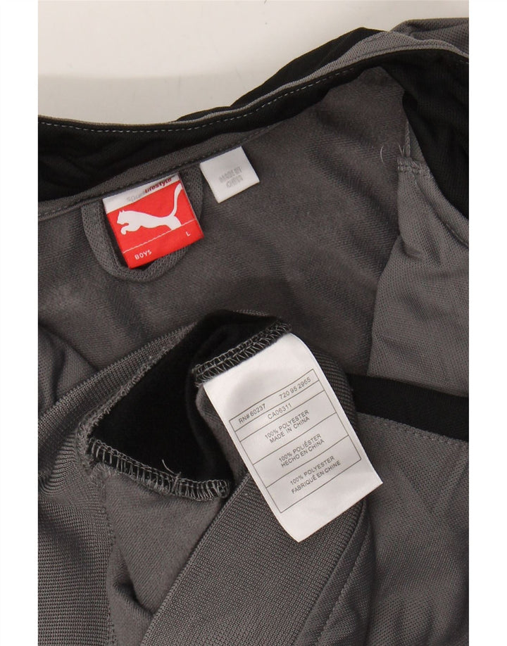 PUMA Boys Graphic Tracksuit Top Jacket 13-14 Years Large  Grey Colourblock Vintage Puma and Second-Hand Puma from Messina Hembry 