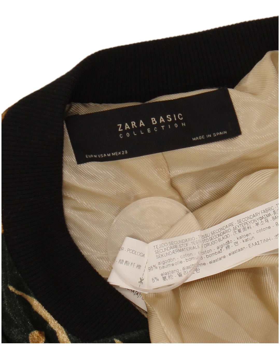 ZARA ženska bomber jakna UK 14 Srednje zeleni cvjetni pamuk