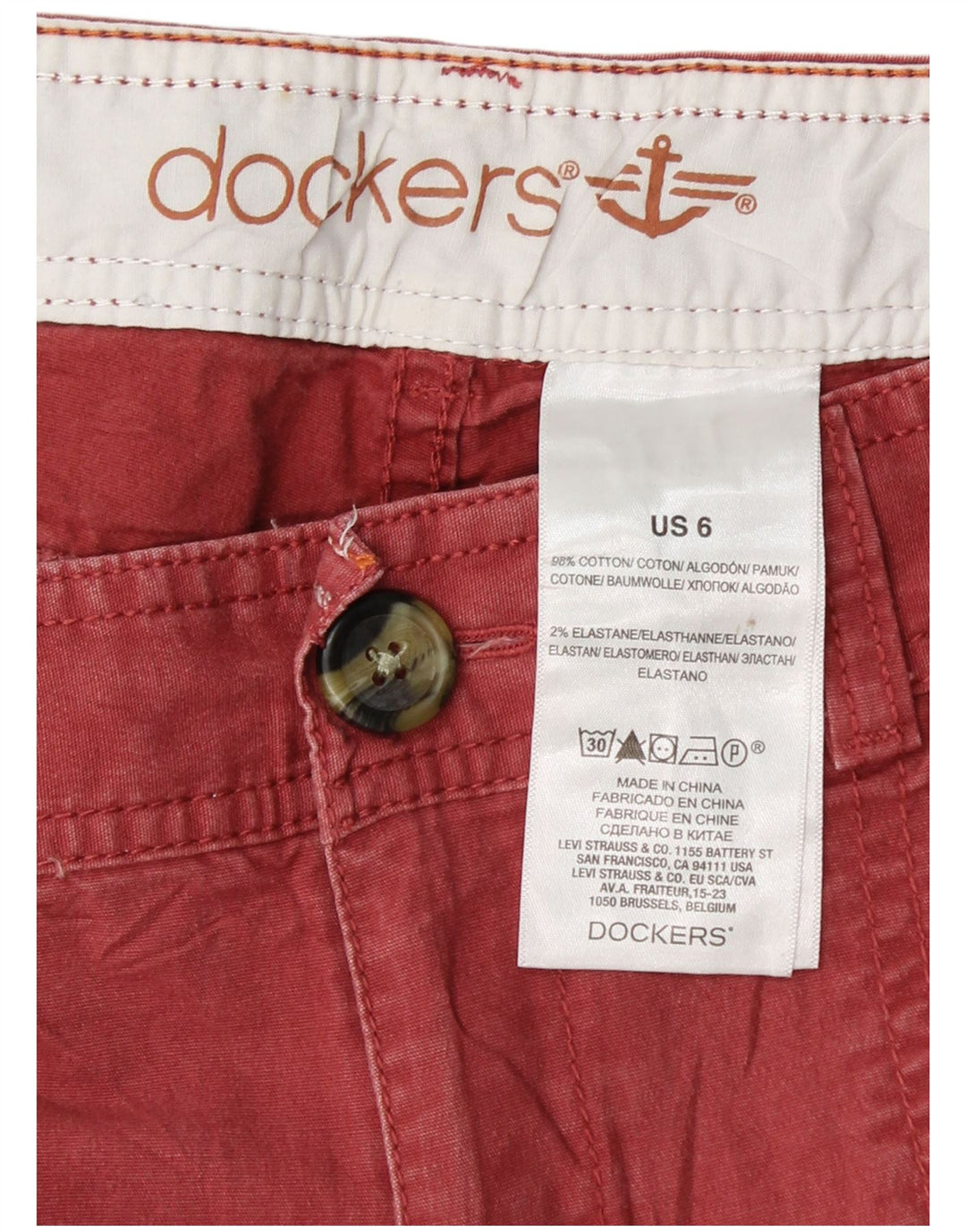 DOCKERS Ženske uske chino hlače US 6 Srednje W30 L30 Ružičasti pamuk