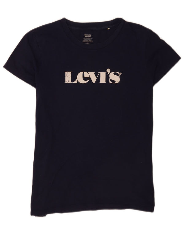 Gornja ženska majica kratkih rukava Levi's s grafičkim motivima UK 10 Mala tamnoplava pamuk