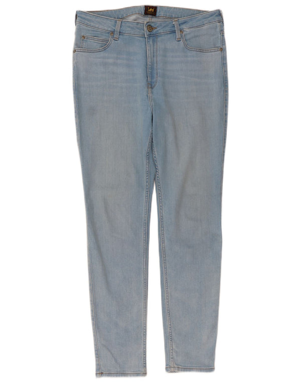 LEE Ženske visoke uske traperice Scarlett W32 L28 plavi pamuk