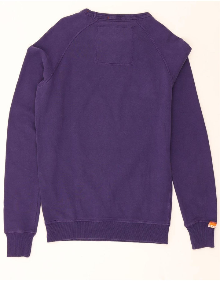 SUPERDRY Womens Oversized Graphic Sweatshirt Jumper UK 10 Small Purple Vintage Superdry and Second-Hand Superdry from Messina Hembry 