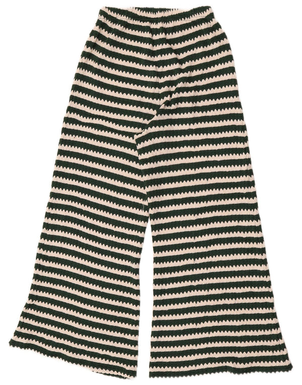 Topshop ženske široke pletene hlače UK 8/10 male W26 L26 zelene pruge