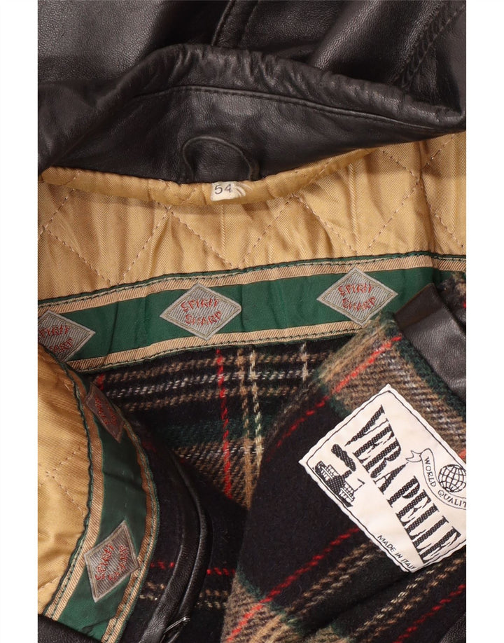 VINTAGE muška kožna jakna IT 54 2XL crna koža