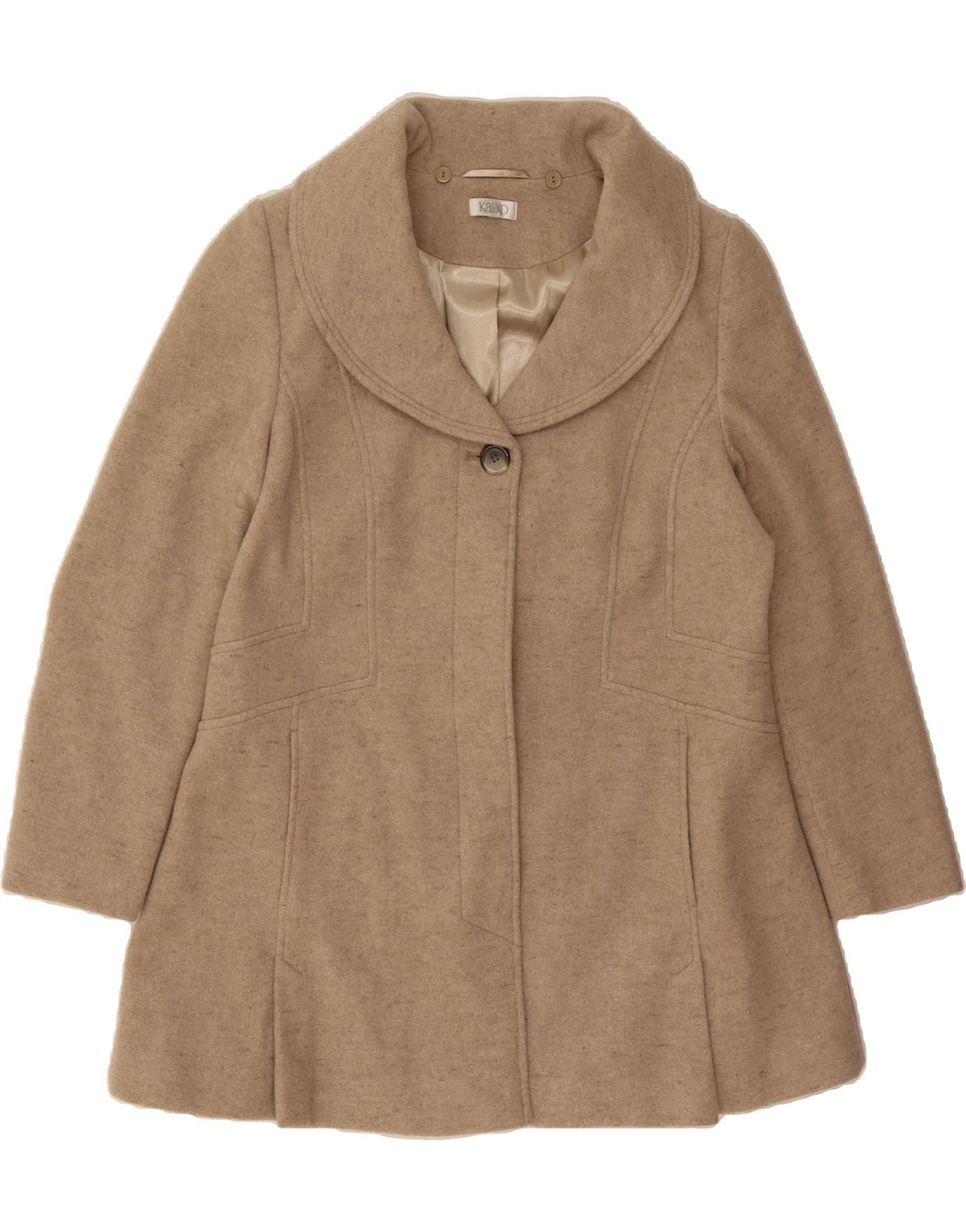 KALIKO Womens Overcoat UK 14 Medium Beige Vintage Kaliko and Second-Hand Kaliko from Messina Hembry 