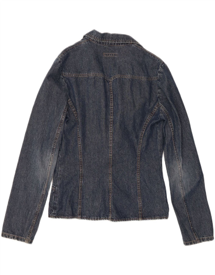 SPRINGFIELD Womens 1 Button Denim Blazer Jacket EU 40 Medium Blue Cotton Vintage Springfield and Second-Hand Springfield from Messina Hembry 