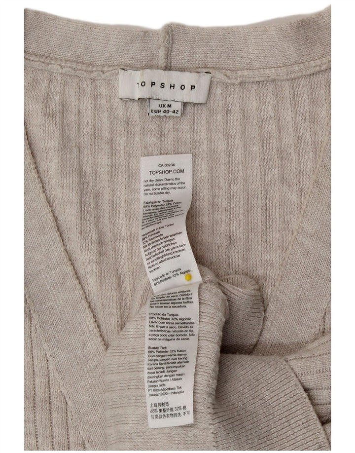 Topshop ženski kratki kardigan džemper UK 14 srednje sivi poliester