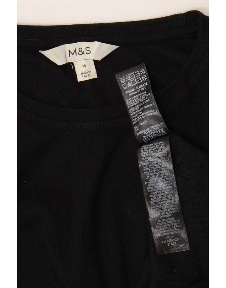 Marks & Spencer ženska majica dugih rukava UK 14 srednje crni pamuk