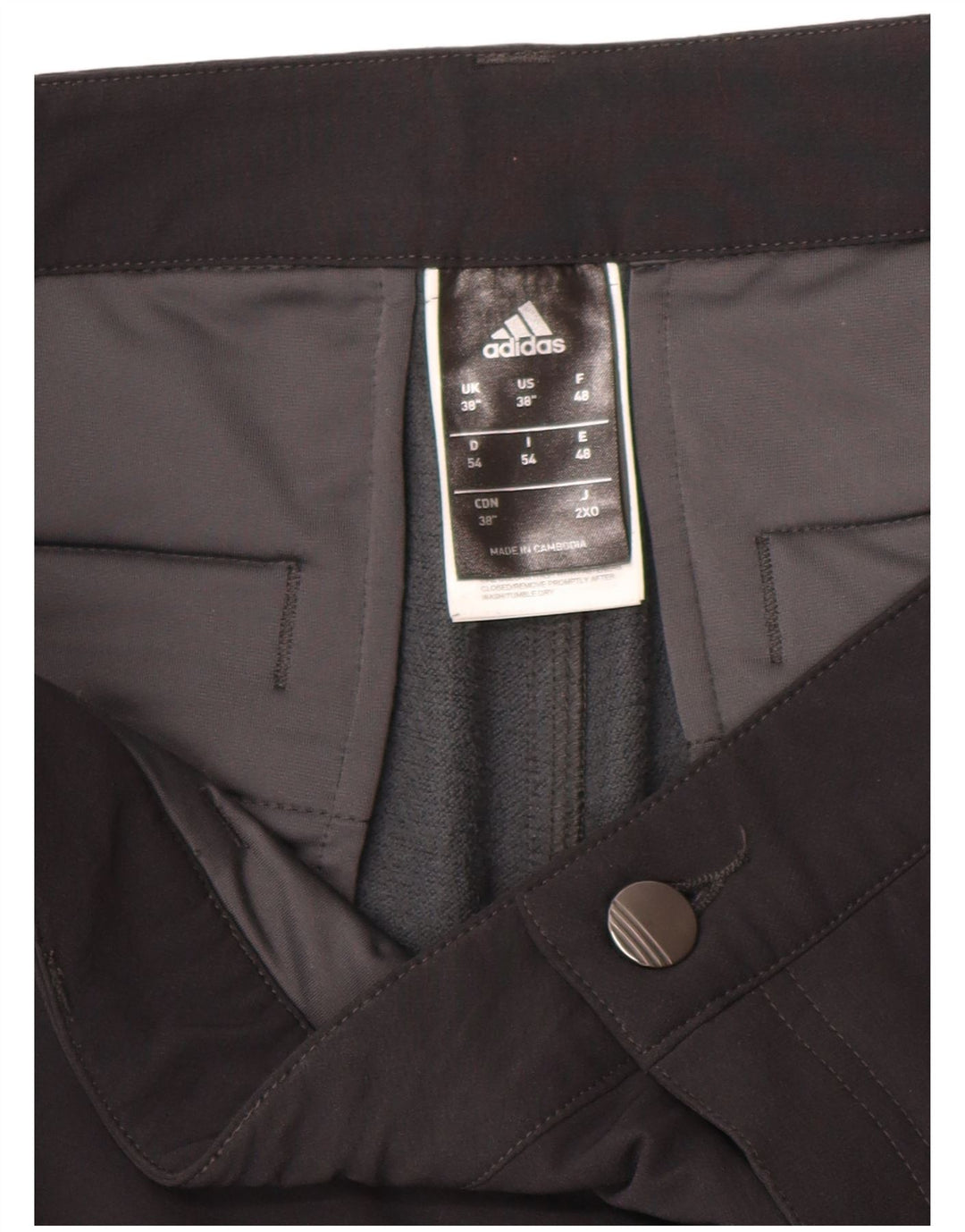 ADIDAS Mens Slim Chino Trousers W38 L31 Black Polyamide