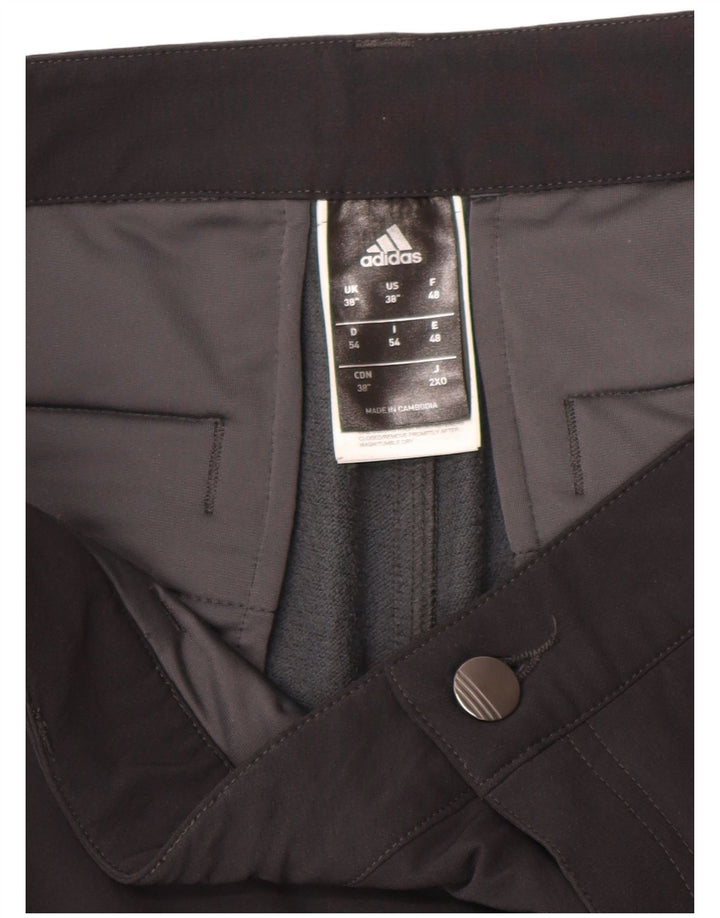 ADIDAS Mens Slim Chino Trousers W38 L31 Black Polyamide